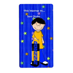 Labels Stickers Exlibris Jongen Skateboard