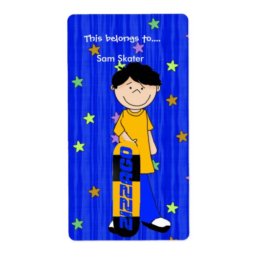Labels Stickers Exlibris Jongen Skateboard (Voorkant)
