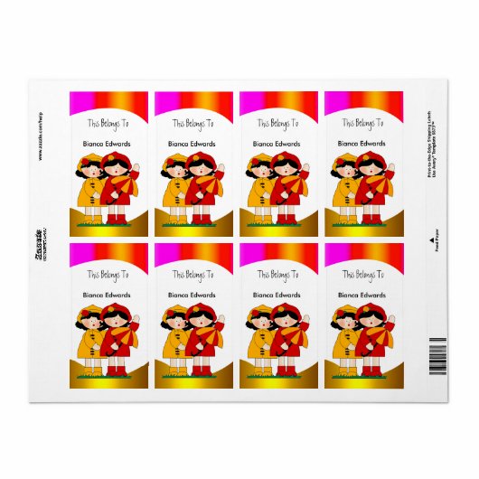 Labels Tiener Kinder Meisjes Boek Bord (Full Sheet)