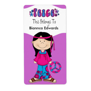 Labels tieners kinderen retro vrede boek bord bind