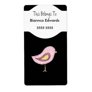 Labels tieners kinderen roze vogel boek plaat bind