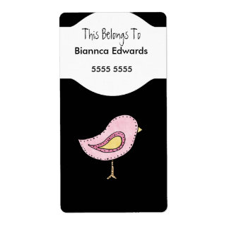 Labels tieners kinderen roze vogel boek plaat bind