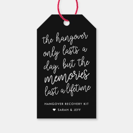 Labels van de zwarte en witte bruiloft Hangover Ki Cadeaulabel (Voorkant)