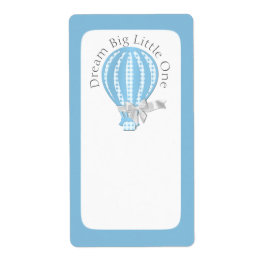 Labels van het warme luchtballonboek Blue Gingham