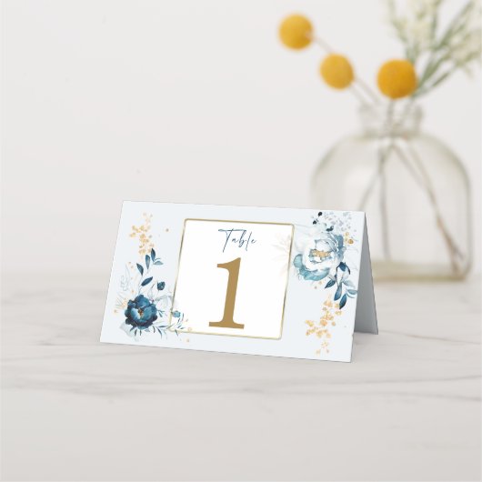 Labels van Navy Blue en Gold Food Plaatskaartje (Voorkant)