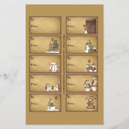 Labels van wintercadeautjes op papier - D2 Flyer (Voorkant)