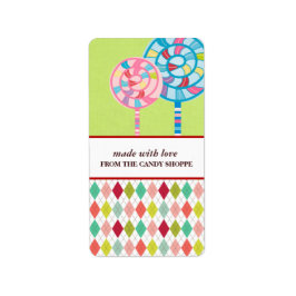 Labels voor bedrijfsproducten in de snoep