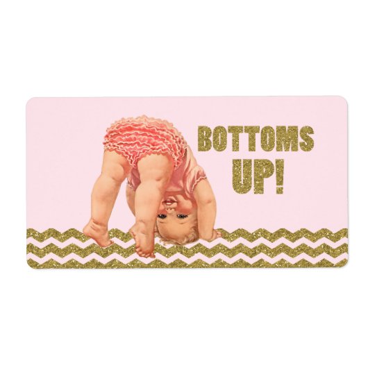 Labels voor 'Bottoms Up Sip And See' waterfles (Voorkant)
