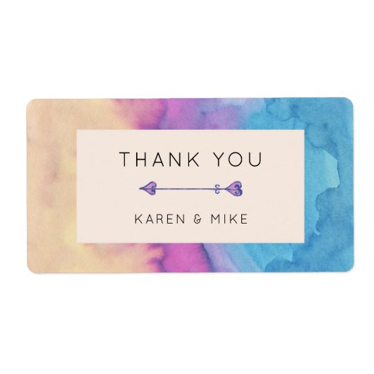 Labels voor bruiloft | Waterverf Textuur (Voorkant)