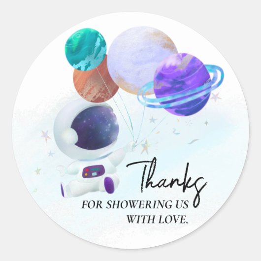 Labels voor cadeau voor Baby shower voor ruimtevee (Voorkant)