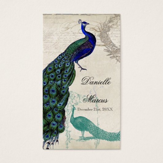 Labels voor cadeaus - Peacock 5 Visitekaartjes (Voorkant)