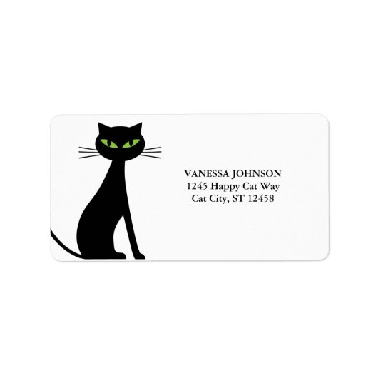 Labels voor het Black Cat Cute Return-adres (Voorkant)