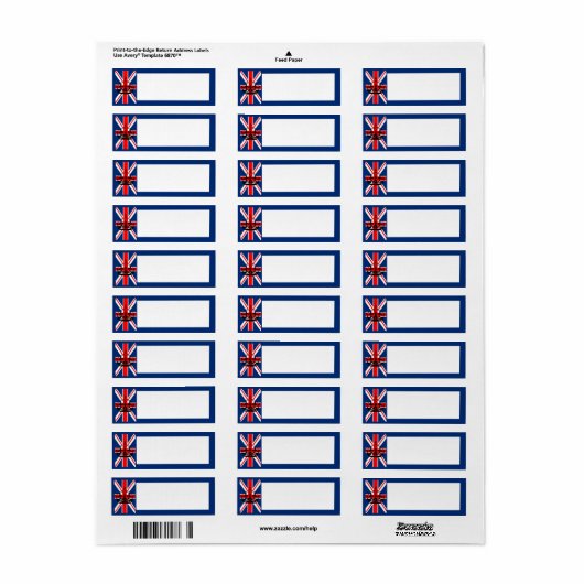 Labels voor het Britse vlag-/Crown-retouradres (Full Sheet)