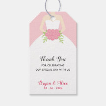Labels voor het huwelijk (Bridal gown Pink Polka D