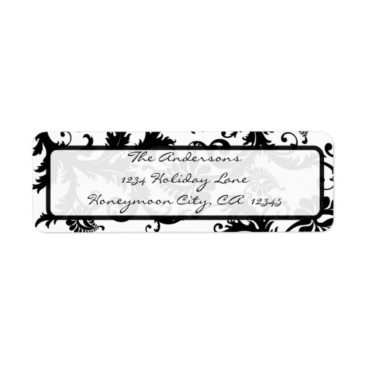 Labels voor het zwarte en witte Damask-retouradres (Voorkant)