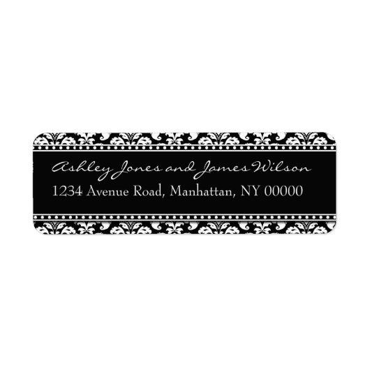 Labels voor het zwarte en witte Damask-retouradres (Voorkant)