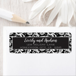 Labels voor het zwarte en witte Damask-retouradres