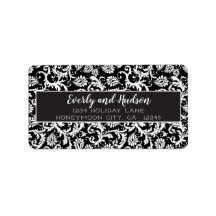 Labels voor het zwarte en witte Damask-retouradres