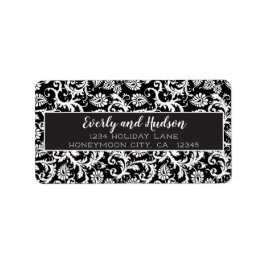 Labels voor het zwarte en witte Damask-retouradres