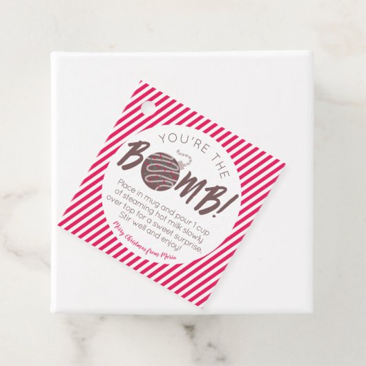 Labels voor kerstcadeaubonbons met warme chocolade (In situ)