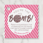 Labels voor kerstcadeaubonbons met warme chocolade (Voorkant)