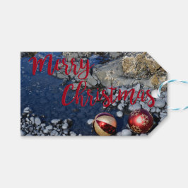 Labels voor kerstcadeautjes voor de kust cadeaulabel