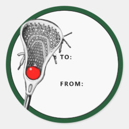 Labels voor kerstfeestdagen met lacrosse cadeaus