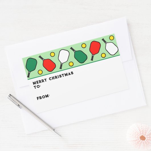 Labels voor kerstfeestdagen met Pickleball (Envelop)