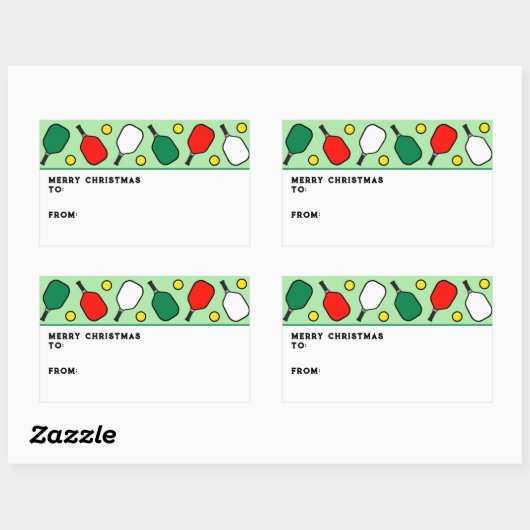 Labels voor kerstfeestdagen met Pickleball (Vel)