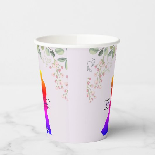 labels voor Paarse bruiloft Papieren Bekers (Links)