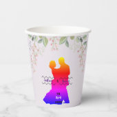 labels voor Paarse bruiloft Papieren Bekers (Voorkant)