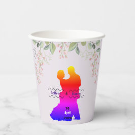 labels voor Paarse bruiloft Papieren Bekers