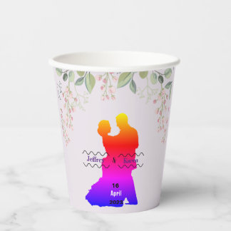 labels voor Paarse bruiloft Papieren Bekers