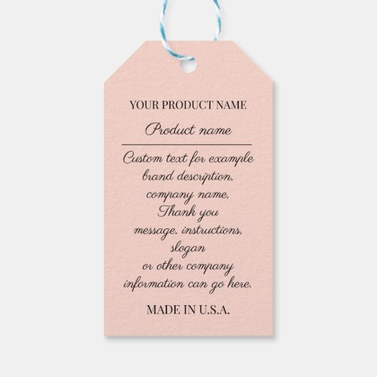 Labels voor productbeschrijving van de aangepaste  cadeaulabel (Achterkant)