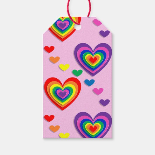 Labels voor regenboogharten cadeaulabel (Voorkant)
