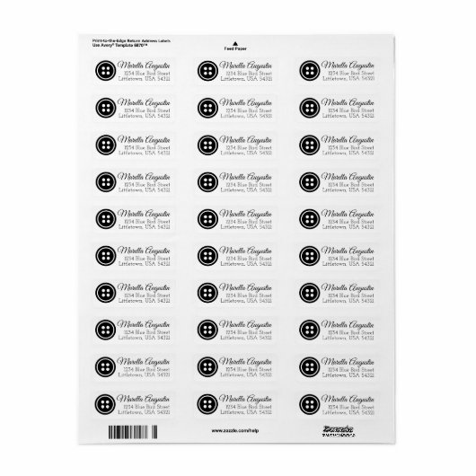 Labels voor retouradres Button (Full Sheet)