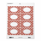 Labels voor rode en cream Gingham (Full Sheet)