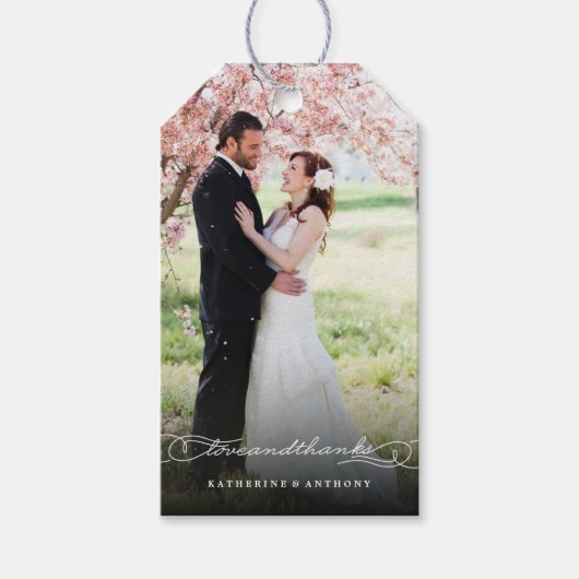 Labels voor weddenschappen met liefde en Bedankt Cadeaulabel (Voorkant)