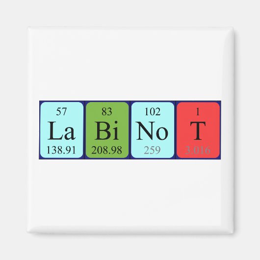 Labinot periodiek table name magnet (Voorkant)