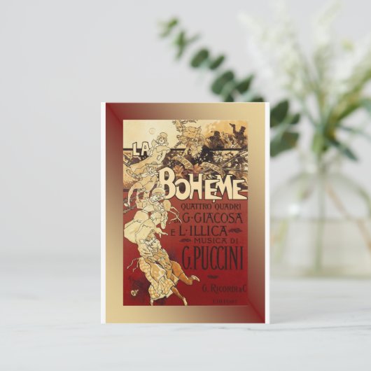 LaBoheme ~ Puccini Opera 1896 w/Achtergrond Briefkaart (Staand voorkant)