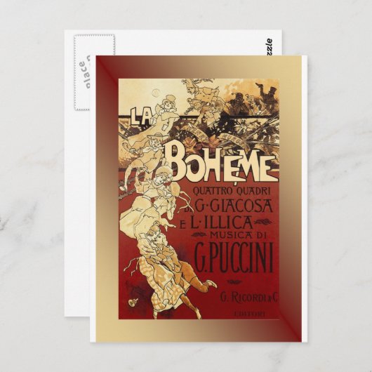 LaBoheme ~ Puccini Opera 1896 w/Achtergrond Briefkaart (Voorkant / Achterkant)