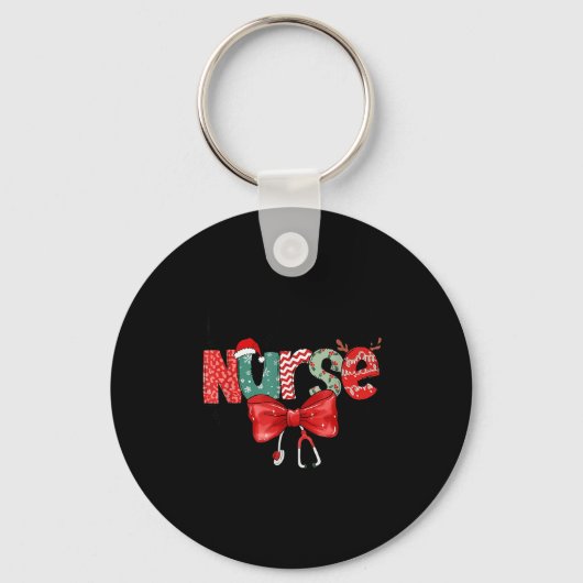 Labor &amp; Delivery Nurse Stethoscope &amp; Bow L Sleutelhanger (Voorkant)