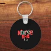 Labor &amp; Delivery Nurse Stethoscope &amp; Bow L Sleutelhanger (Voorkant)