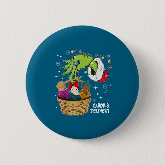 Labor And Delivery Nurse Christmas Lights Snowflak Ronde Button 5,7 Cm (Voorkant)