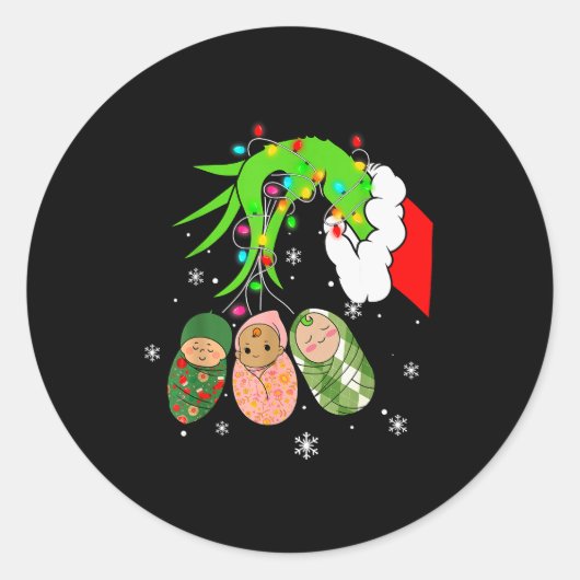 Labor And Delivery Nurse Christmas Lights Snowflak Ronde Sticker (Voorkant)