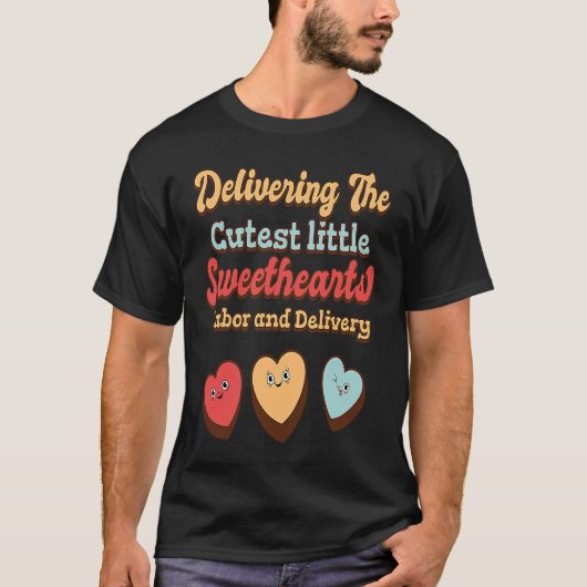 Labor and Delivery Nurse Groovy Valentine's Day L& T-shirt (Voorkant)