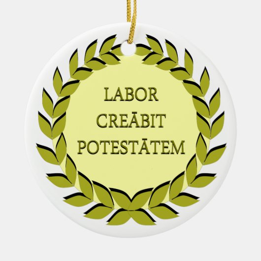 LABOR CREĀBIT POTESTĀTEM KERAMISCH ORNAMENT (Voorkant)
