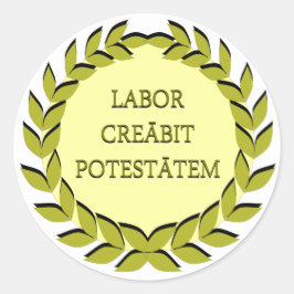 LABOR CREĀBIT POTESTĀTEM RONDE STICKER