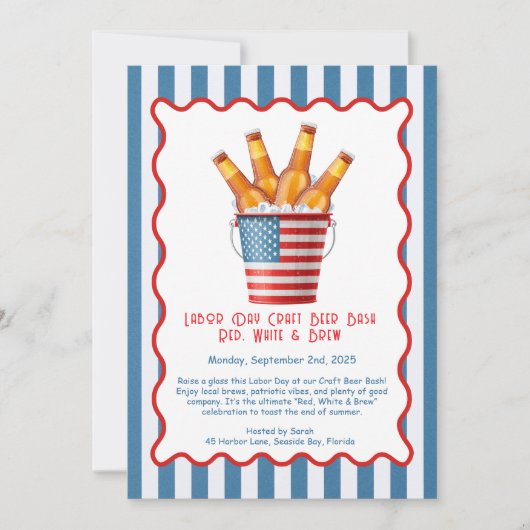 Labor Day Ambachtelijk Bier Bash – Rood, Wit, bier Kaart (Voorkant)