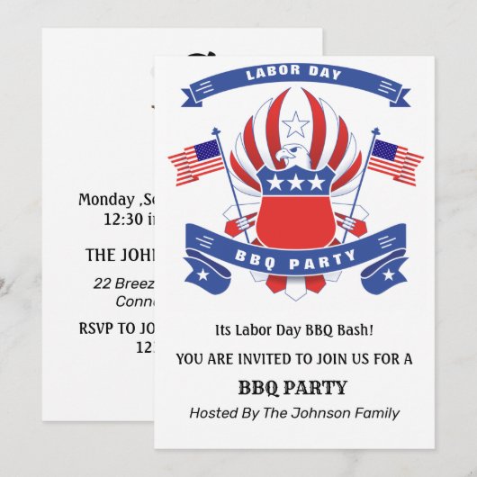 Labor Day Amerikaanse Adelaar BBQ-feest Kaart (Voorkant / Achterkant)